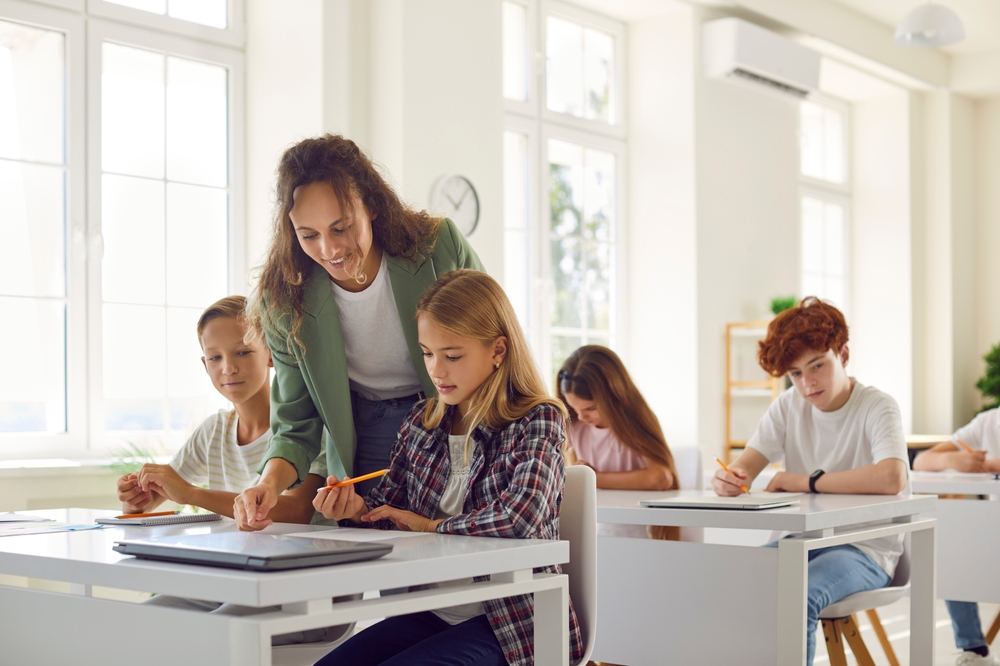 Teacher with kids